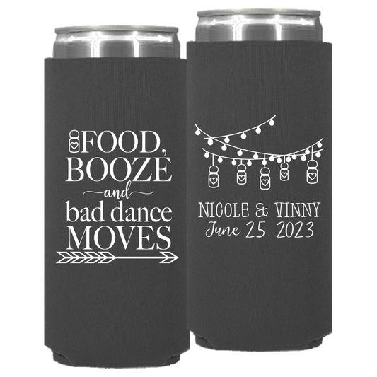 Wedding - Food Booze And Bad Dance Moves Mason Jar Lights - Neoprene Slim Can 146