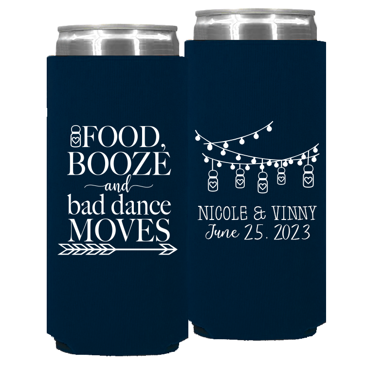 Wedding - Food Booze And Bad Dance Moves Mason Jar Lights - Foam Slim Can 146