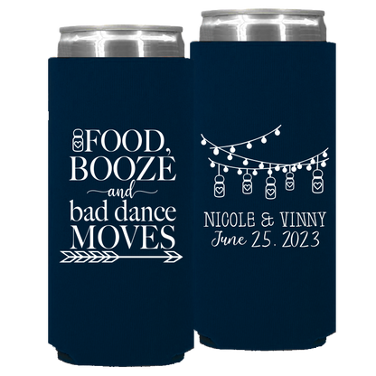 Wedding - Food Booze And Bad Dance Moves Mason Jar Lights - Foam Slim Can 146