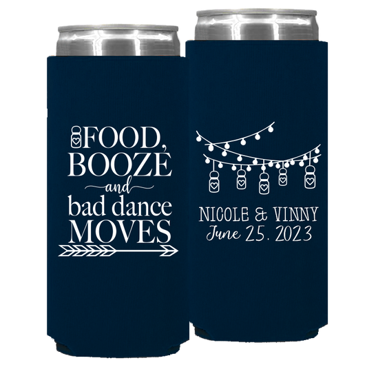 Wedding - Food Booze And Bad Dance Moves Mason Jar Lights - Foam Slim Can 146