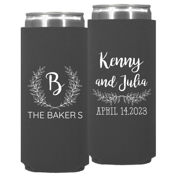 Slim 12oz Wedding Can Cooler #208S - We Do Wreath - Wedding Favors, Beverage Insulators, Beer Huggers, Wedding hotsell Favor, Beer Holder