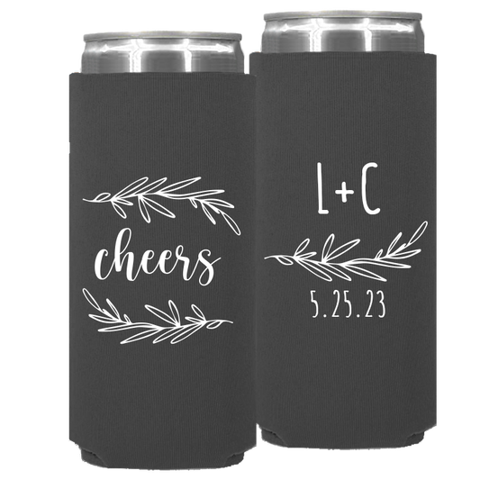 Wedding - Cheers With Leaves - Neoprene Slim Can 157