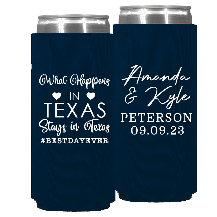 Wedding - What Happens In Texas Stays In Texas - Foam Slim Can 163