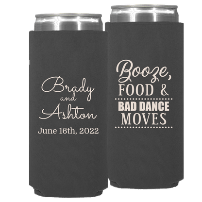 Wedding 021 - Booze Food And Bad Dance Moves Classic - Neoprene Slim Can