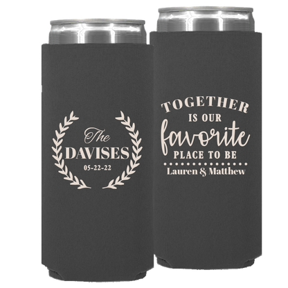 Wedding - Together Is Our Favorite Place To Be Leaves - Neoprene Slim Can 050