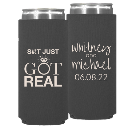 Wedding - Shit Just Got Real Ring - Neoprene Slim Can 053