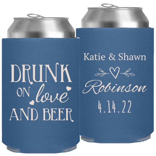 Wedding - Drunk On Love And Beer Heart Leaves - Foam Can 058