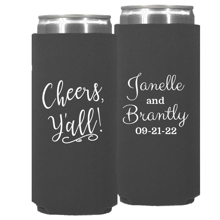 Wedding - Cheers Yall! - Neoprene Slim Can 059