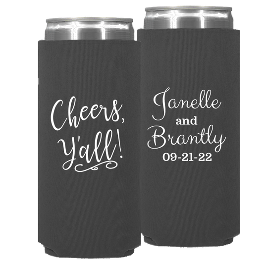 Wedding - Cheers Yall! - Neoprene Slim Can 059