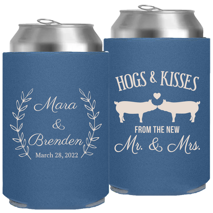 Wedding - Hogs & Kisses With Leaves - Foam Can 064