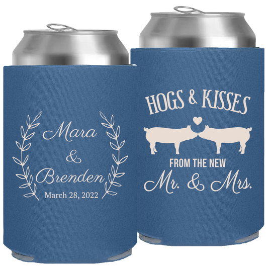 Wedding - Hogs & Kisses With Leaves - Foam Can 064