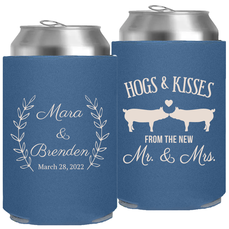 Wedding - Hogs & Kisses With Leaves - Foam Can 064