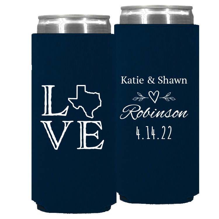 Wedding - Love With Texas State Names - Foam Slim Can 094