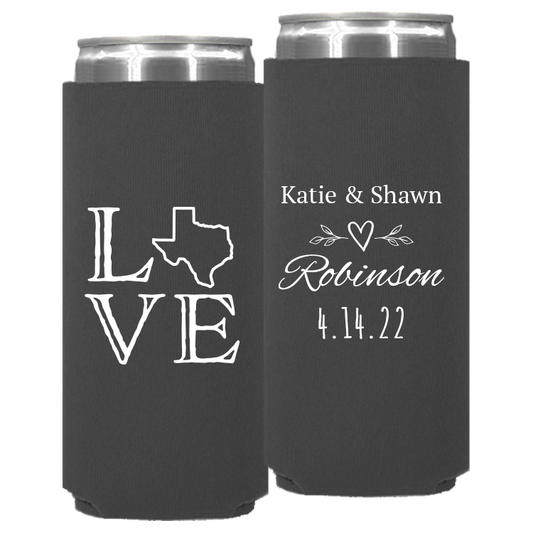 Wedding - Love With Texas State Names - Neoprene Slim Can 094