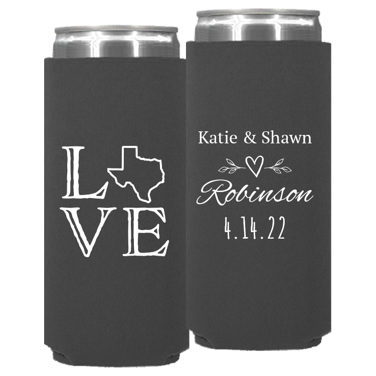 Wedding - Love With Texas State Names - Neoprene Slim Can 094